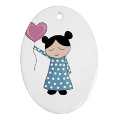 Valentines Day Girl Oval Ornament (two Sides)