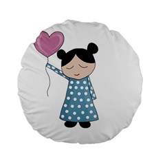 Valentines Day Girl Standard 15  Premium Round Cushions by Valentinaart