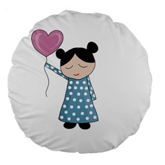 Valentines Day Girl Large 18  Premium Flano Round Cushions by Valentinaart