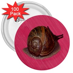 Snail Pink Background 3  Buttons (100 Pack)  by Nexatart