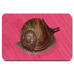 Snail Pink Background Large Doormat  by Nexatart