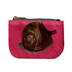 Snail Pink Background Mini Coin Purses by Nexatart