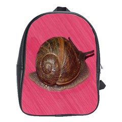 Snail Pink Background School Bags(large)  by Nexatart