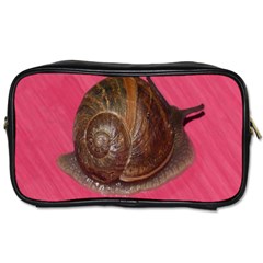 Snail Pink Background Toiletries Bags 2-side by Nexatart