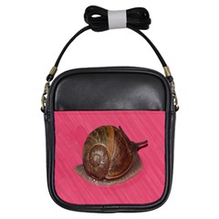 Snail Pink Background Girls Sling Bags by Nexatart