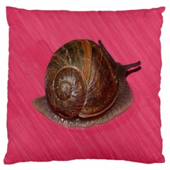 Snail Pink Background Large Cushion Case (two Sides) by Nexatart