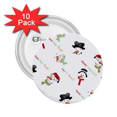 Snowman Christmas Pattern 2 25  Buttons (10 Pack)  by Nexatart