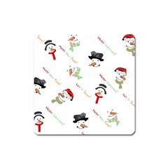 Snowman Christmas Pattern Square Magnet by Nexatart