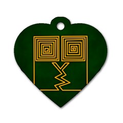 One Stroke Owl Dog Tag Heart (one Side) by Nexatart