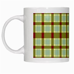 Geometric Tartan Pattern Square White Mugs by Nexatart