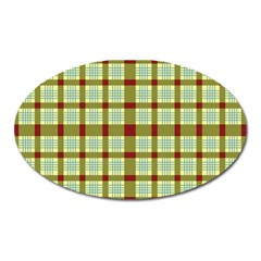 Geometric Tartan Pattern Square Oval Magnet by Nexatart