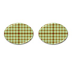 Geometric Tartan Pattern Square Cufflinks (oval) by Nexatart