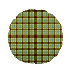 Geometric Tartan Pattern Square Standard 15  Premium Round Cushions