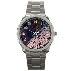 Industry Fractals Geometry Graphic Sport Metal Watch by Nexatart