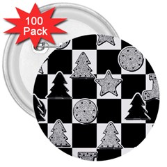 Xmas Checker 3  Buttons (100 Pack)  by Nexatart