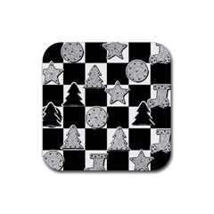 Xmas Checker Rubber Coaster (square)  by Nexatart