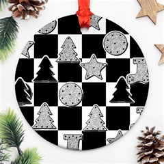 Xmas Checker Round Ornament (two Sides) by Nexatart