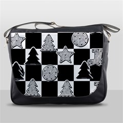 Xmas Checker Messenger Bags by Nexatart