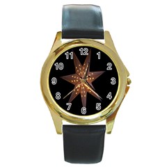 Star Light Decoration Atmosphere Round Gold Metal Watch by Nexatart