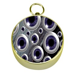 Eyeballs Pattern Gold Compasses by Nexatart