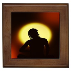 Silhouette Woman Meditation Framed Tiles