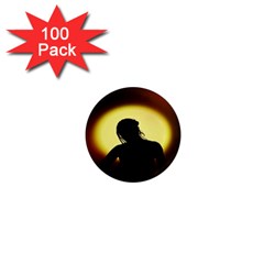 Silhouette Woman Meditation 1  Mini Magnets (100 pack) 