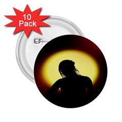 Silhouette Woman Meditation 2 25  Buttons (10 Pack)  by Nexatart