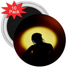 Silhouette Woman Meditation 3  Magnets (10 pack) 