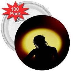 Silhouette Woman Meditation 3  Buttons (100 Pack)  by Nexatart