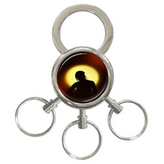 Silhouette Woman Meditation 3-Ring Key Chains