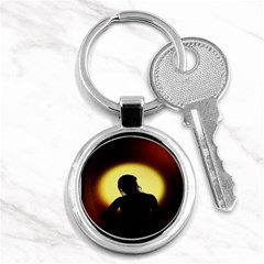 Silhouette Woman Meditation Key Chains (Round) 