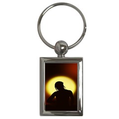 Silhouette Woman Meditation Key Chains (Rectangle) 