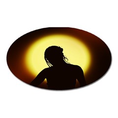 Silhouette Woman Meditation Oval Magnet