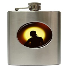 Silhouette Woman Meditation Hip Flask (6 oz)