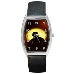 Silhouette Woman Meditation Barrel Style Metal Watch by Nexatart