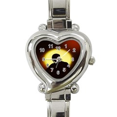 Silhouette Woman Meditation Heart Italian Charm Watch