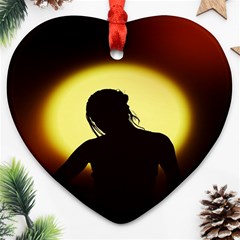 Silhouette Woman Meditation Heart Ornament (Two Sides)