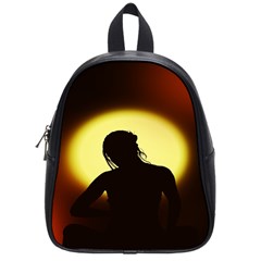 Silhouette Woman Meditation School Bags (small)  by Nexatart