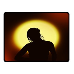 Silhouette Woman Meditation Fleece Blanket (small)