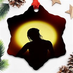 Silhouette Woman Meditation Ornament (Snowflake)