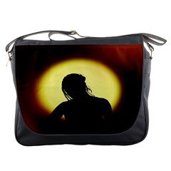 Silhouette Woman Meditation Messenger Bags