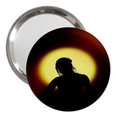 Silhouette Woman Meditation 3  Handbag Mirrors