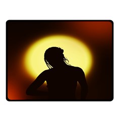 Silhouette Woman Meditation Double Sided Fleece Blanket (Small) 