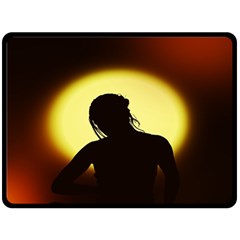 Silhouette Woman Meditation Double Sided Fleece Blanket (Large) 