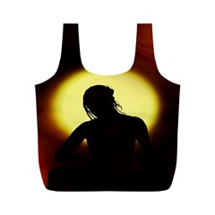 Silhouette Woman Meditation Full Print Recycle Bags (M) 