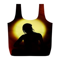 Silhouette Woman Meditation Full Print Recycle Bags (L) 