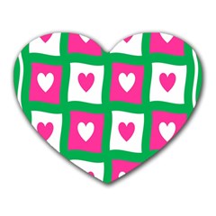 Pink Hearts Valentine Love Checks Heart Mousepads by Nexatart