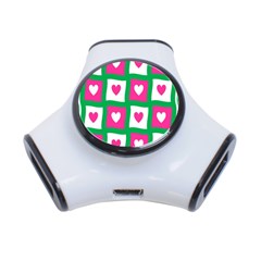 Pink Hearts Valentine Love Checks 3-port Usb Hub by Nexatart