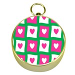 Pink Hearts Valentine Love Checks Gold Compasses Front