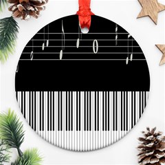 Piano Keyboard With Notes Vector Ornament (round) by Nexatart